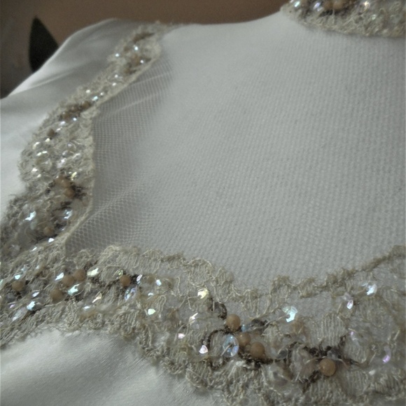 Satin & Tulle Dress 1940's Powder Green Ball Gown - Picture 5 of 8